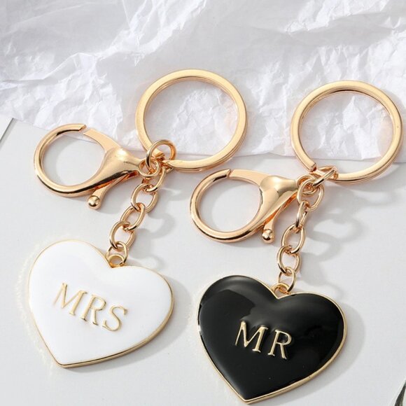 Mr. and Mrs. Heart Key Chain - Picture 1 of 4